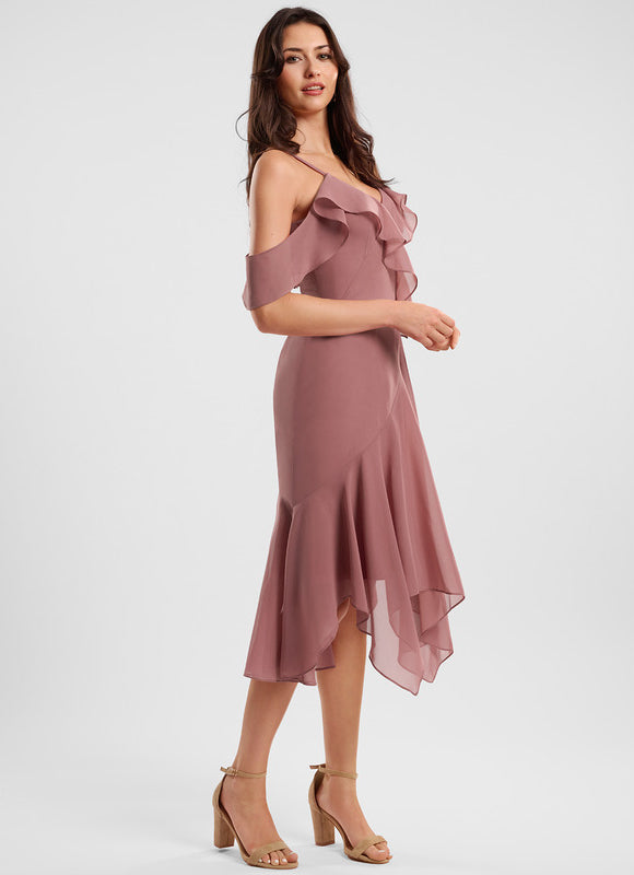 Robe Cocktail Fluide Vert Pâle - gallery 3