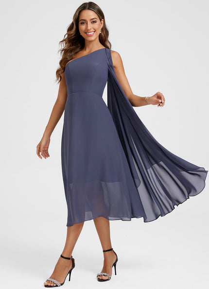 Robe Cocktail Mousseline Marine