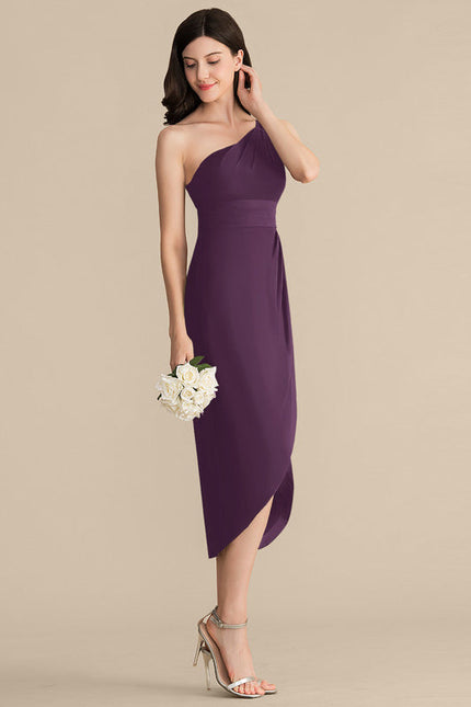 Robe Cocktail Violet Élégance Drapée - gallery 3