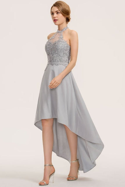 Robe Cocktail Gris Élégant Flottant - gallery 2