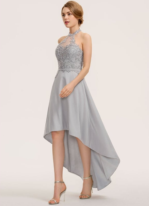Robe Cocktail Gris Élégant Flottant - gallery 2