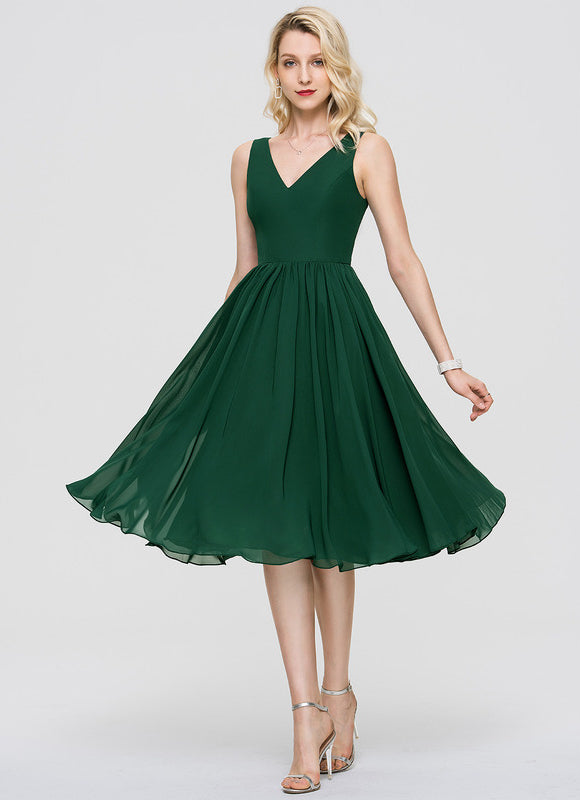 Robe Cocktail Mousseline Asymétrique - gallery 5