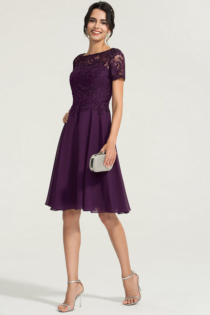 Robe Cocktail Bordeaux Dentelle - gallery 3