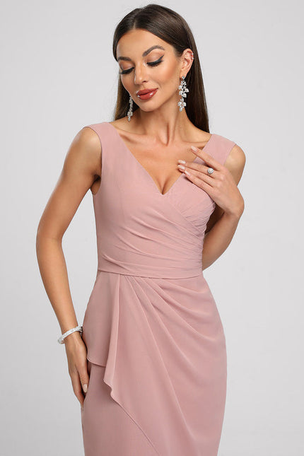 Robe Cocktail Drapée Rose - gallery 6