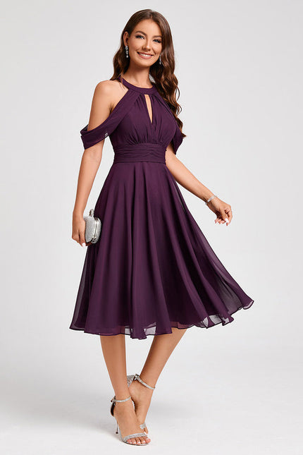 Robe Cocktail Aérienne Prune - gallery 6