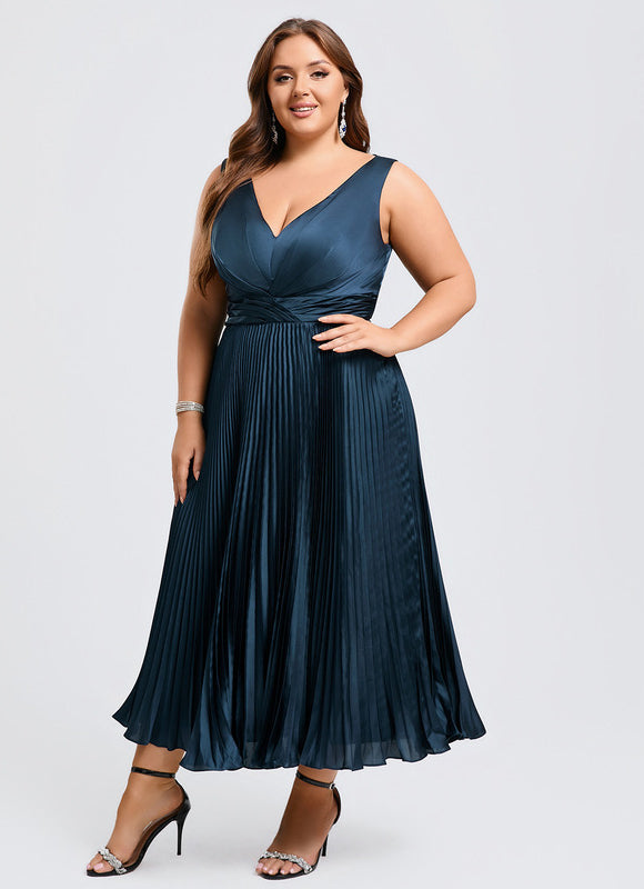 Robe Cocktail Satinée Ondulée - gallery 9