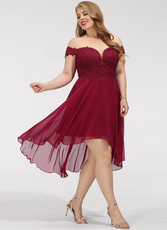 Robe Cocktail Rouge Élégance Asymétrique - gallery 8