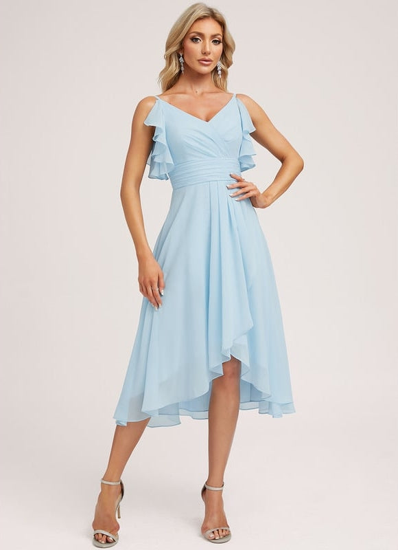 Robe Cocktail Fluide Vert Pâle - gallery 3