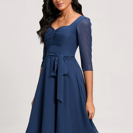 Robe Cocktail Mousseline Émeraude