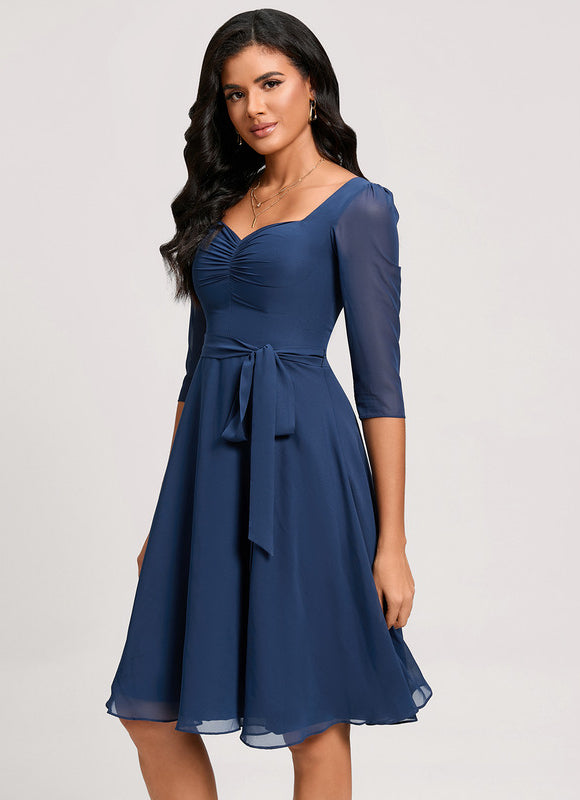 Robe Cocktail Mousseline Émeraude