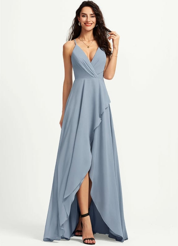 Robe Cocktail Fluide Marine Asymétrique - gallery 1