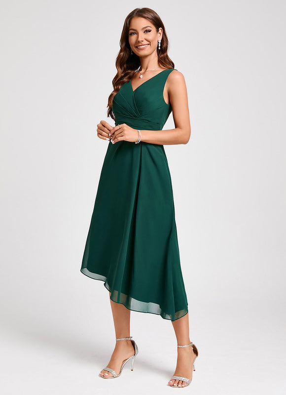 Robe Cocktail Mousseline Terracotta