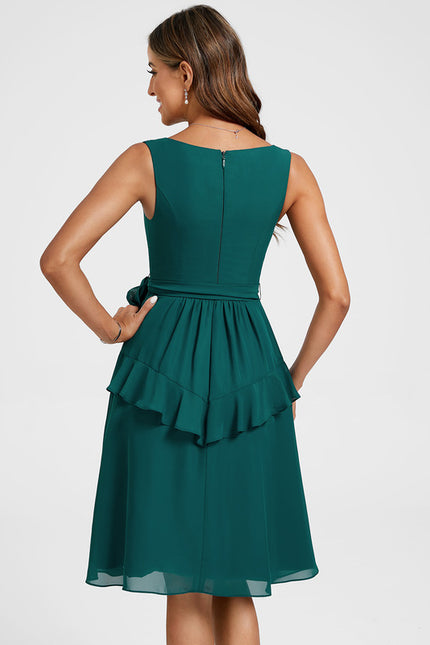 Robe Cocktail Mousseline Émeraude - gallery 5