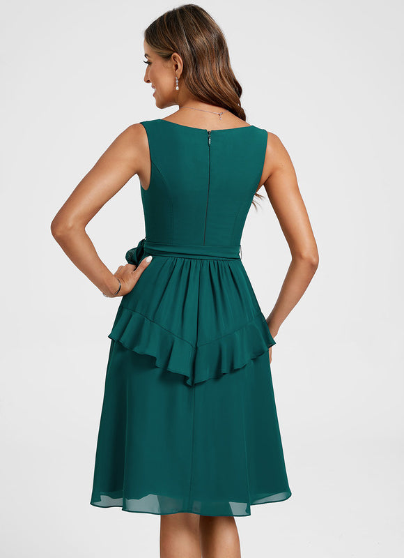 Robe Cocktail Mousseline Émeraude - gallery 5