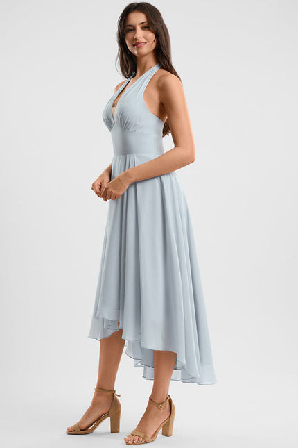 Robe Cocktail Fluide Vert Pâle - gallery 3