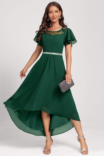 Robe Cocktail Éclat Vert Satiné - gallery 3