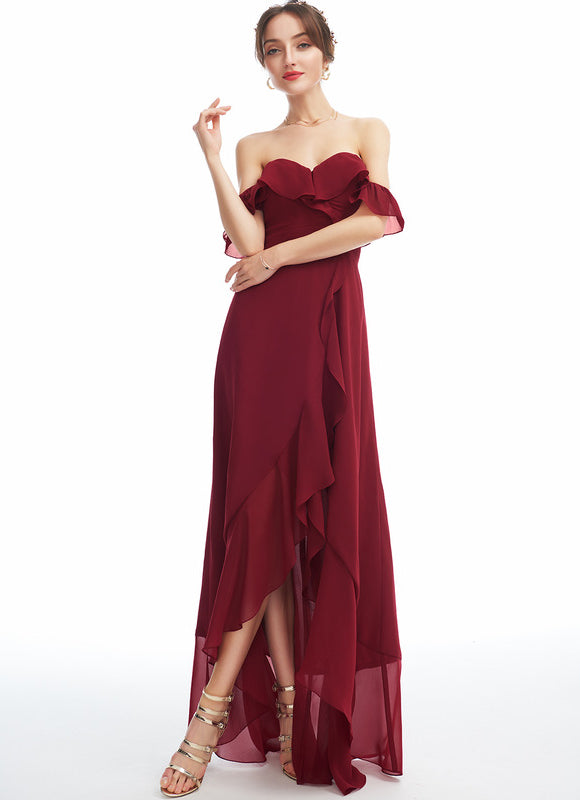 Robe Cocktail Rouge Flottant Élégant - gallery 2