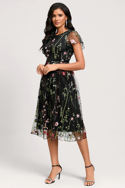 Robe Cocktail Florale Éthérée