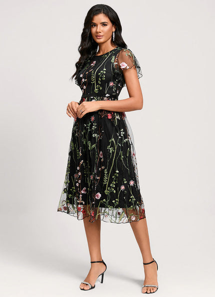 Robe Cocktail Florale Éthérée