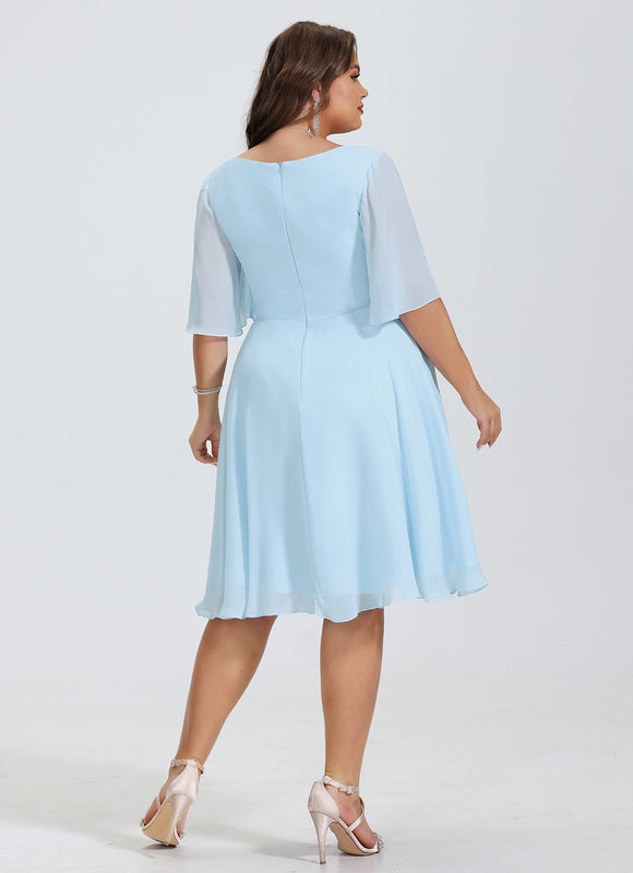 Robe Cocktail Mousseline Asymétrique - gallery 8