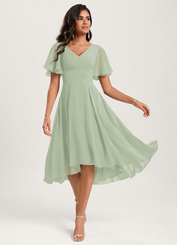 Robe Cocktail Fluide Vert Pâle