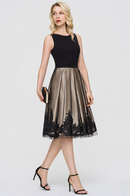 Robe Cocktail Noir Satiné Élégance - gallery 2