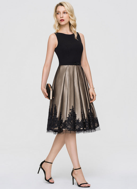 Robe Cocktail Noir Satiné Élégance - gallery 2