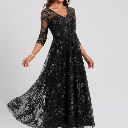 Robe Cocktail Noir Étoilé Chic