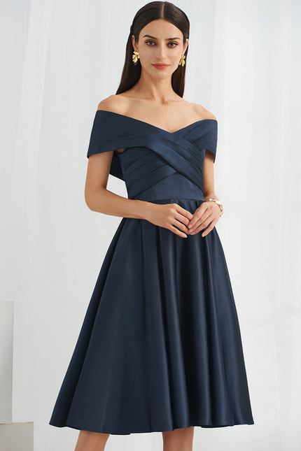 Robe Cocktail Satin Marine