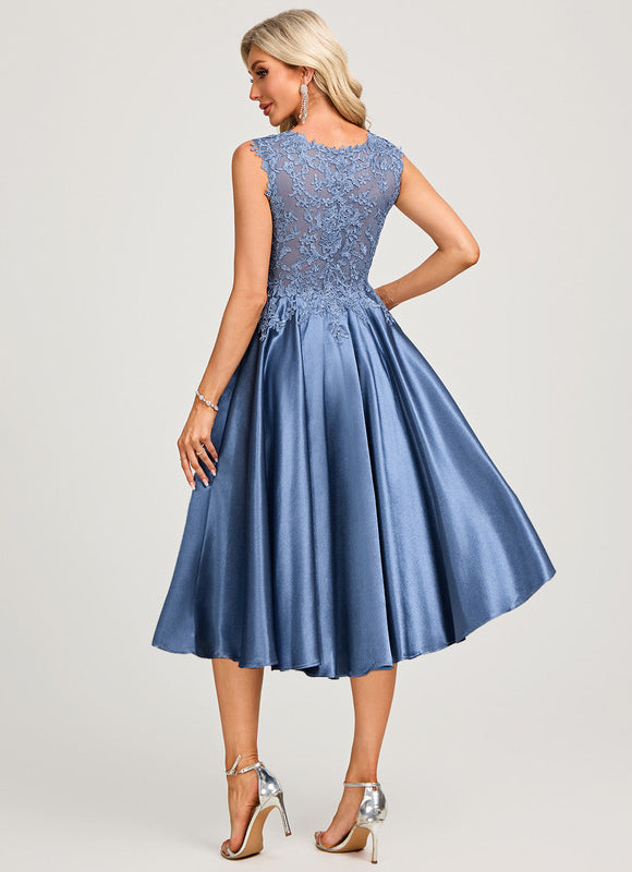 Robe Cocktail Satinée Azur - gallery 5