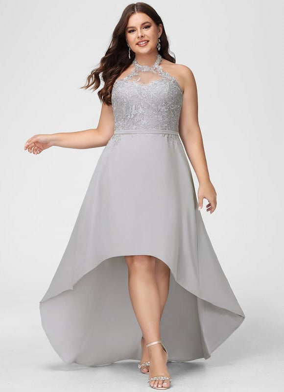 Robe Cocktail Gris Élégant Flottant - gallery 5