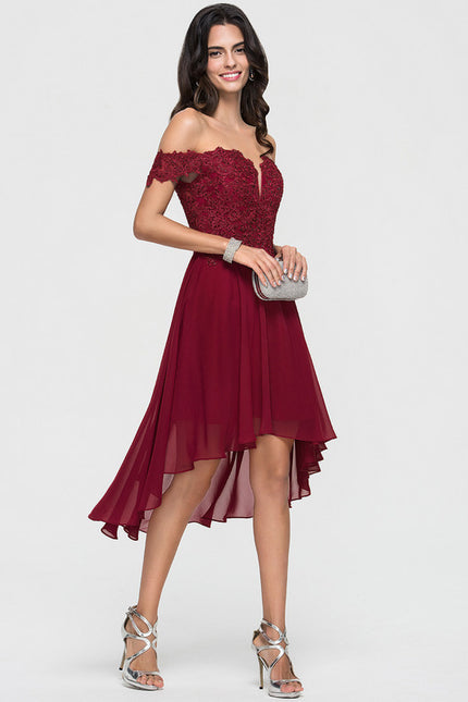 Robe Cocktail Rouge Élégance Asymétrique - gallery 3