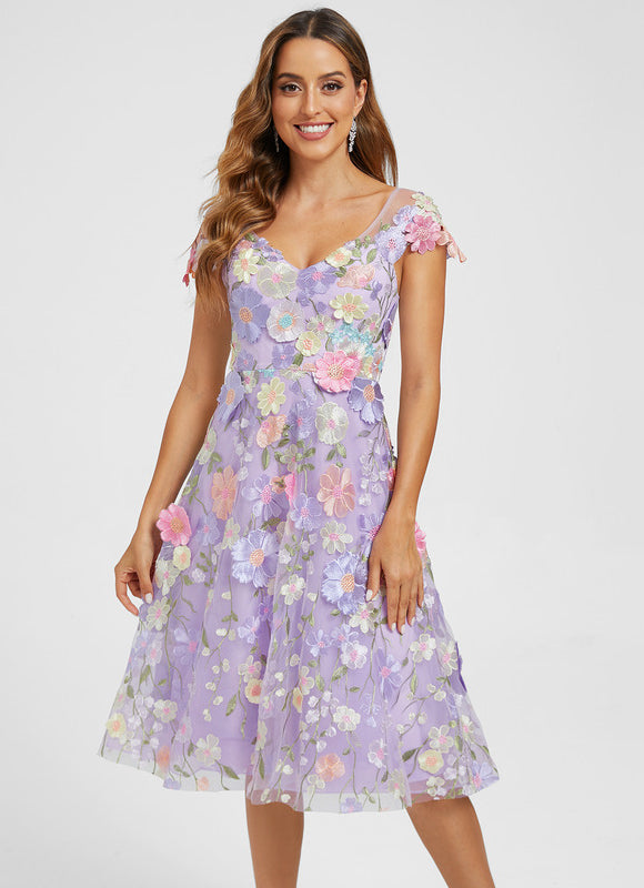 Robe Cocktail Florale Lavande - gallery 2