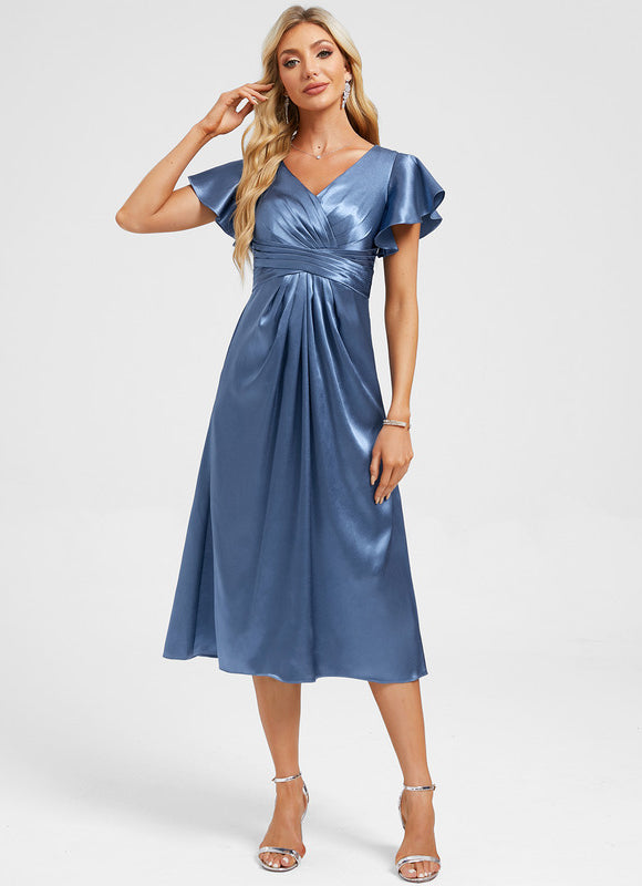 Robe Cocktail Fluide Satinée - gallery 1