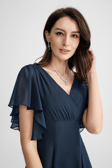 Robe Cocktail Mousseline Asymétrique - gallery 4