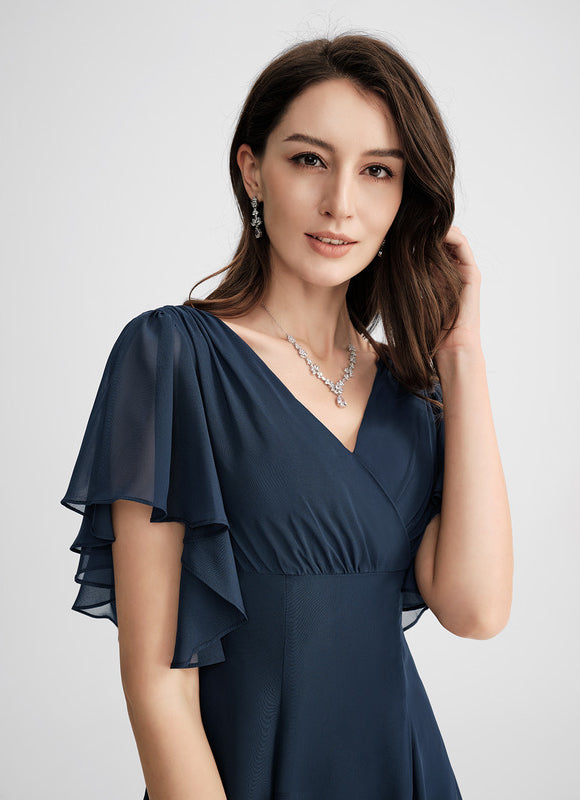 Robe Cocktail Mousseline Asymétrique - gallery 4