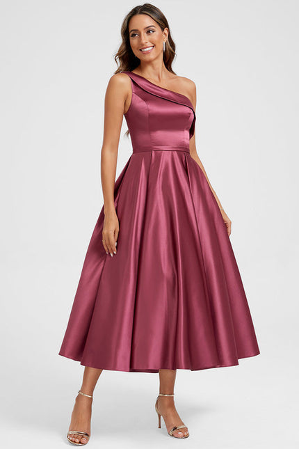 Robe Cocktail Satinée Prune