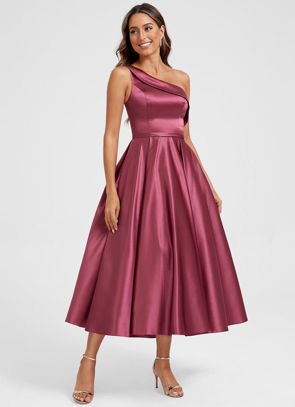 Robe Cocktail Satinée Prune