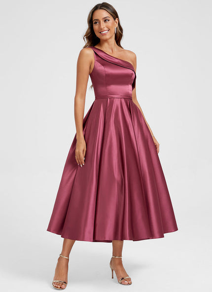 Robe Cocktail Satinée Prune