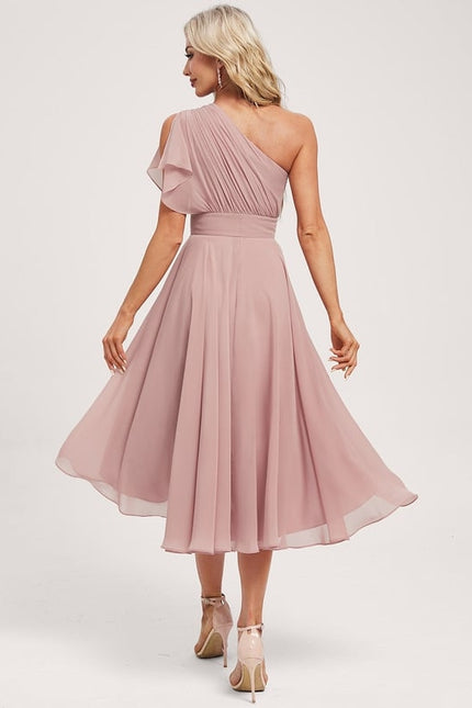 Robe Cocktail Mousseline Rose Poudré - gallery 4