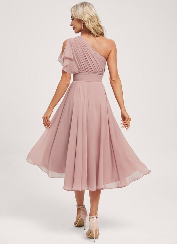 Robe Cocktail Mousseline Rose Poudré - gallery 4
