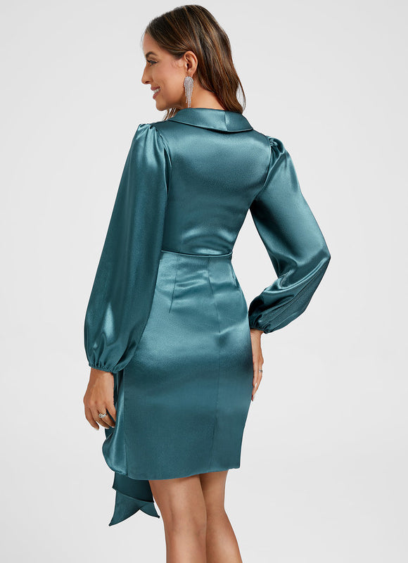 Robe Cocktail Satinée À Volants - gallery 5