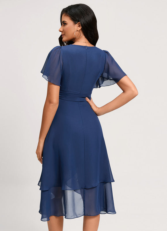 Robe Cocktail Fluide Vert Pâle - gallery 1