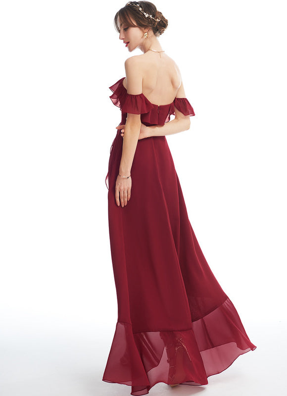 Robe Cocktail Rouge Flottant Élégant - gallery 3