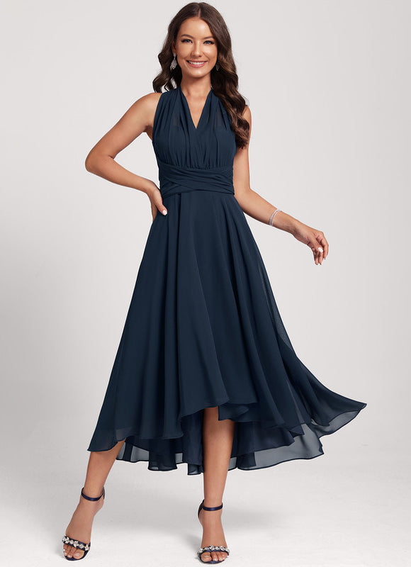 Robe Cocktail Mousseline Vert Émeraude - gallery 2