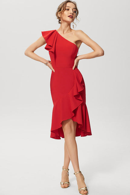 Robe Cocktail Rouge Volante - gallery 1