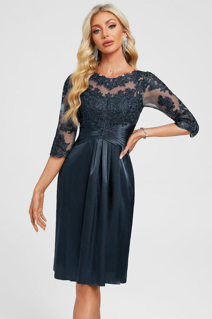 Robe Cocktail Satinée Marine