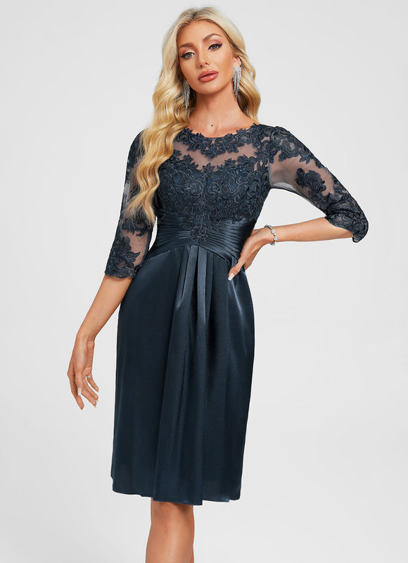 Robe Cocktail Satinée Marine