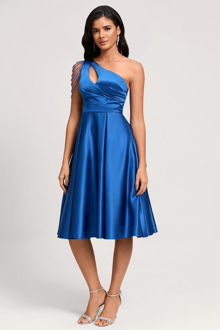 Robe Cocktail Bleu Éclatante - gallery 2