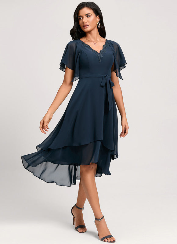Robe Cocktail Flottante Marine